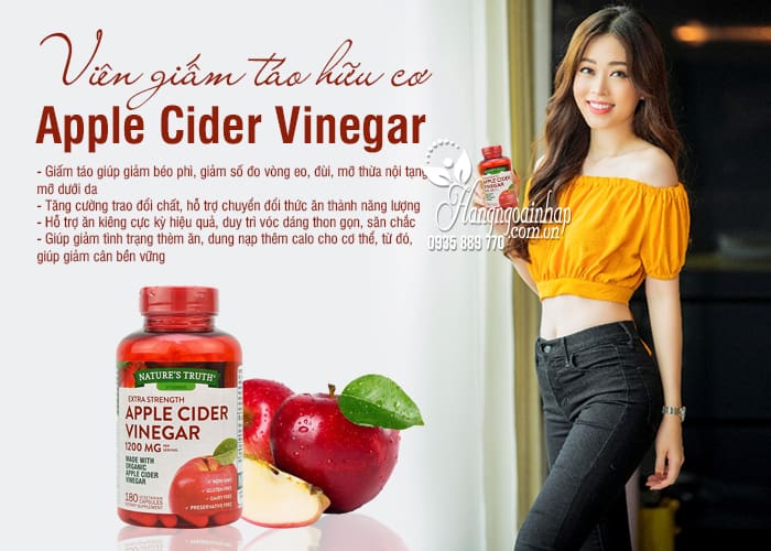 Viên giấm táo hữu cơ apple cider vinegar 1200mg 180 viên