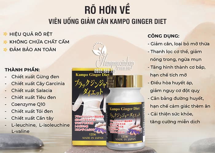 Viên uống giảm cân Kampo Ginger Diet Nhật Bản 120 viên 2