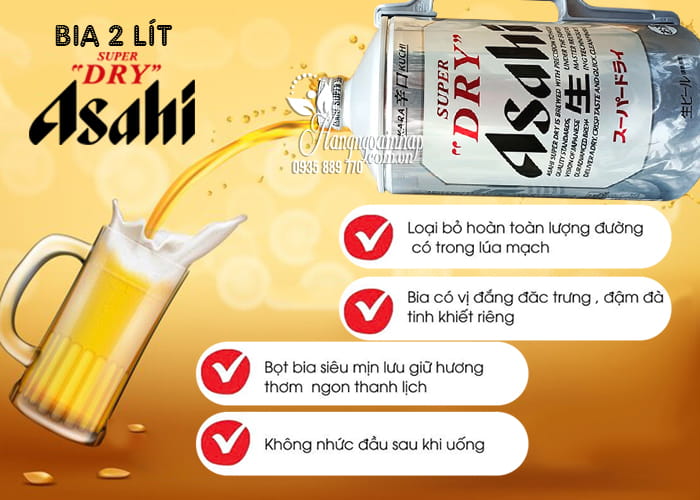 Bia ASAHI SUPER DRY 2 lít của Nhật Bản 5