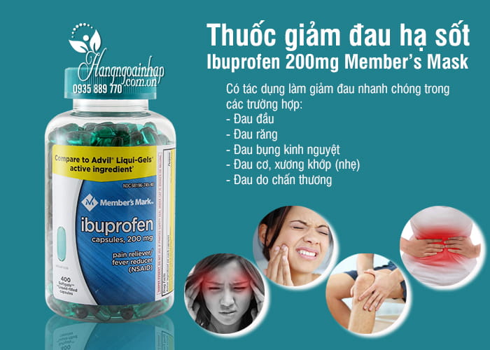 Thuốc giảm đau hạ sốt Ibuprofen 200mg Member’s Mask 2