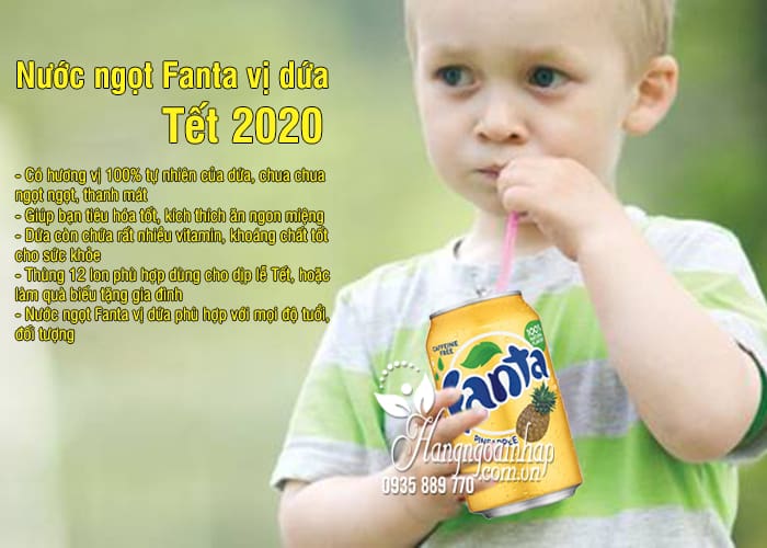 Nước ngọt Fanta vị dứa thùng 12 lon của Mỹ - Tết 2020 2