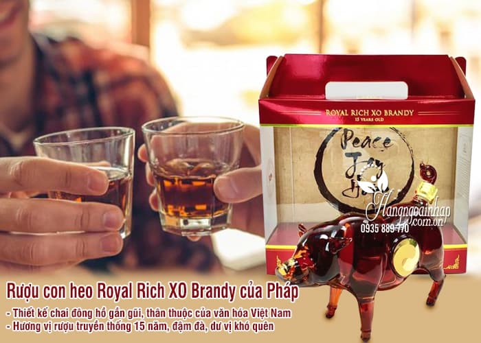 Rượu con heo Royal Rich XO Pháp, rượu heo Đông Hồ 2019 2