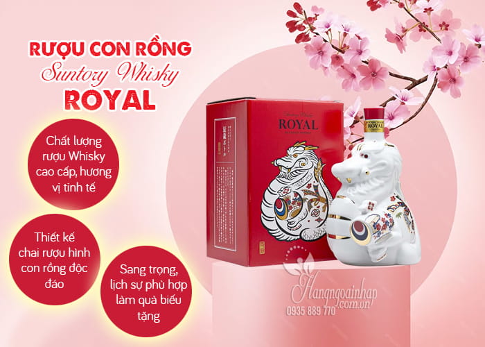 Rượu con rồng Suntory Whisky Royal của Nhật Bản chai 600ml 45