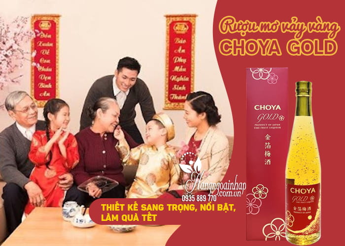 Rượu mơ vảy vàng Choya Gold của Nhật Bản 500ml hộp đỏ 12