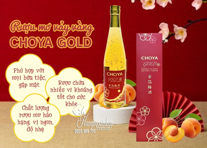 Rượu mơ vảy vàng Choya Gold của Nhật Bản 500ml hộp đỏ r56