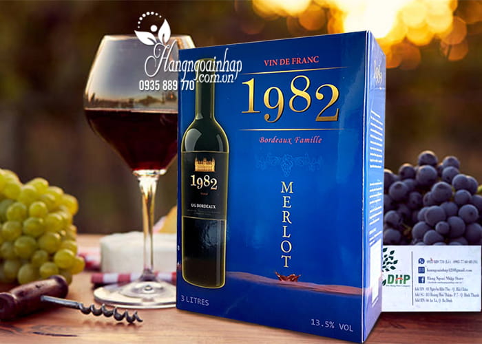 Rượu vang Pháp 1982 Merlot Hộp 3 lít xách tay Pháp chính hãng  1