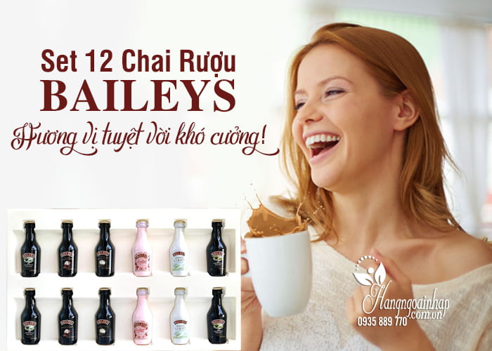 Set 12 chai rượu Baileys của Mỹ - Mỗi chai 50ml x 5 loại 5