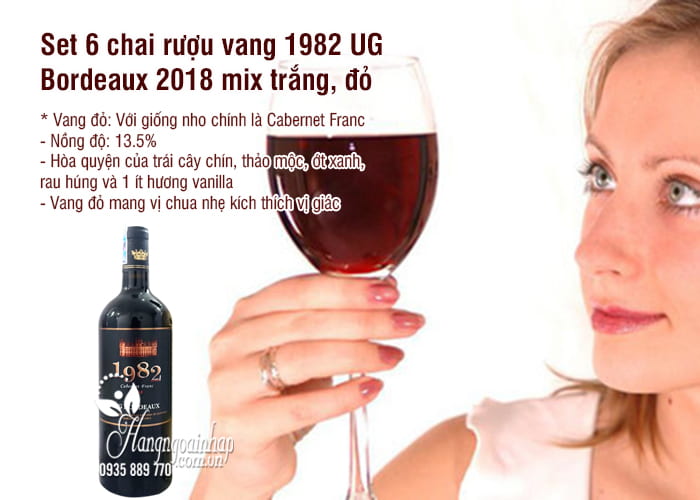 Set 6 chai rượu vang 1982 UG Bordeaux 2018 mix trắng, đỏ 2