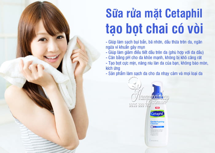 Sữa rửa mặt Cetaphil tạo bọt chai có vòi 237ml Mỹ, 2 loại 1