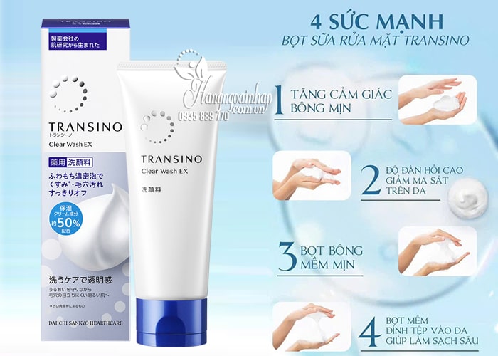 Sữa rửa mặt trị nám trắng da Transino Clear Wash 100g Nhật Bản 9