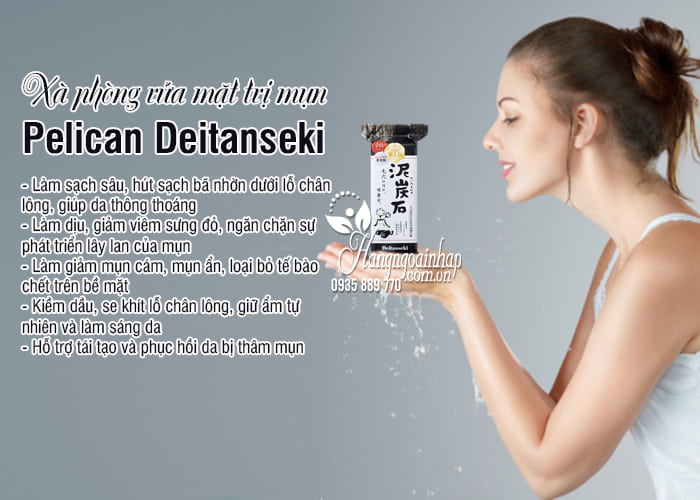 Xà phòng rửa mặt trị mụn Pelican Deitanseki 150g Nhật Bản 6