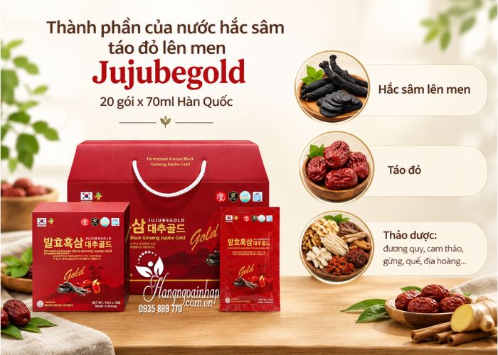 Nước hắc sâm táo đỏ lên men Jujubegold 20 gói của Hàn Quốc 1