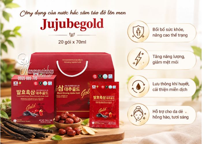 Nước hắc sâm táo đỏ lên men Jujubegold 20 gói của Hàn Quốc 8
