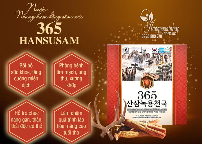 Nước nhung hươu hồng sâm núi 365 Hansusam 30 gói 8