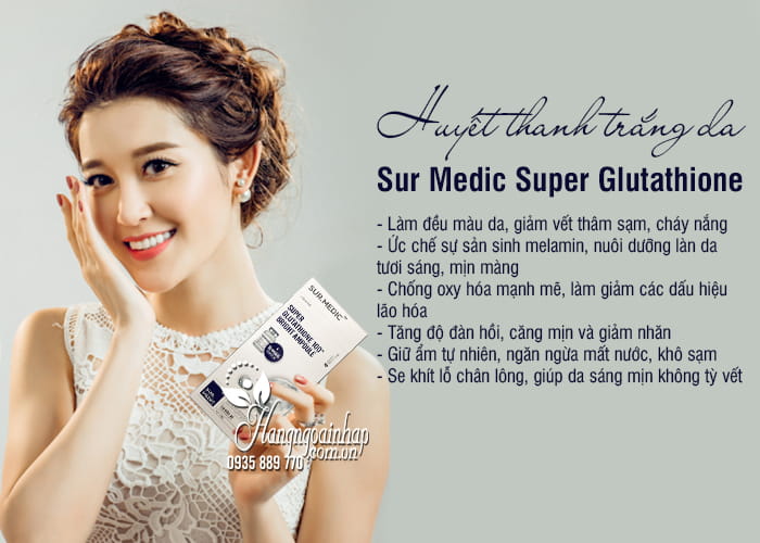 Huyết thanh trắng da Sur Medic Super Glutathione 100 Hàn Quốc 89