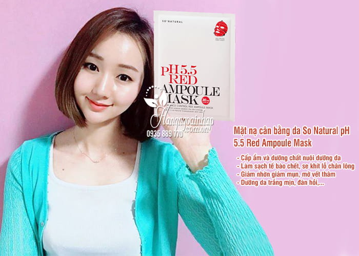 Mặt nạ cân bằng da So Natural pH 5.5 Red Ampoule Mask 2