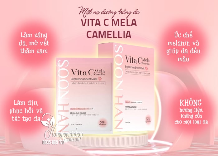 Mặt nạ dưỡng trắng da Vita C Mela Camellia của Hàn Quốc  5