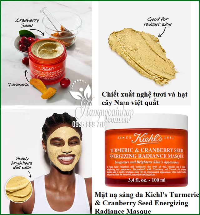 Mặt nạ nghệ Kiehl’s Turmeric & Cranberry Seed Energizing 75ml 2