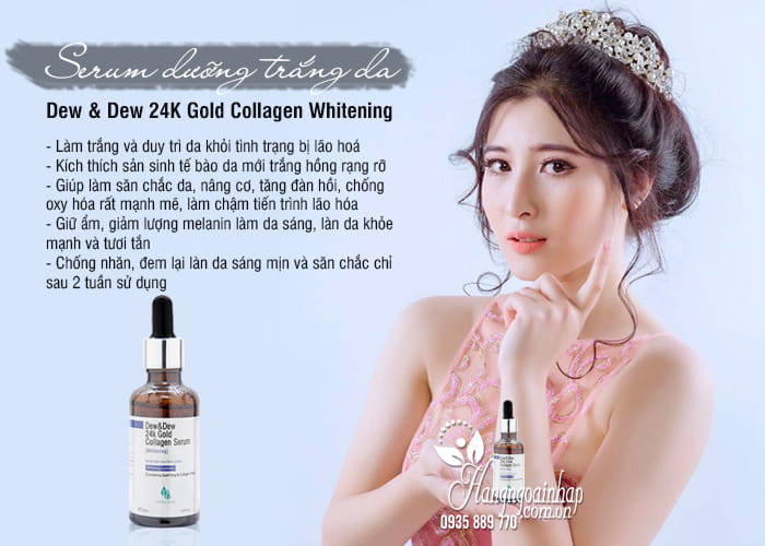 Serum dưỡng trắng da Dew & Dew 24K Gold Collagen Whitening Hàn Quốc 50ml  7
