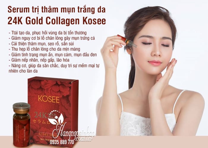 Serum mụn trắng da 24K Gold Collagen Kosee của Nhật Bản 2