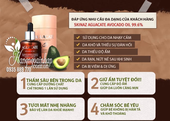 Tinh chất bơ Skinaz Aguacate Avocado Oil 99,6% của Hàn Quốc 4