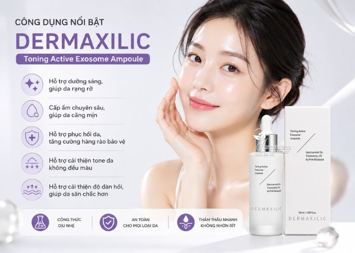 Công dụng serum dưỡng trắng Dermaxilic Toning Active Exosome Ampoule 50ml