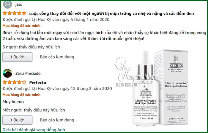 Tinh chất sáng da mờ thâm Kiehls Clearly Corrective 50ml Mỹ 0