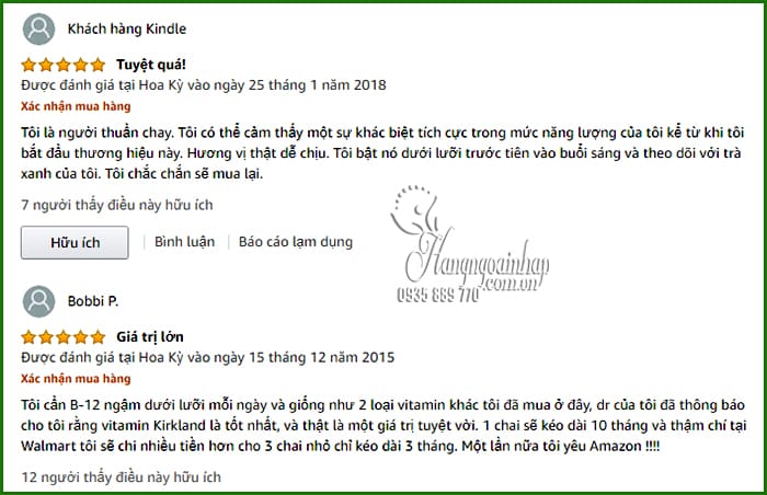 Vitamin B12 5000mcg Kirkland 300 viên của Mỹ chính hãng 8