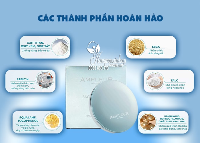 Phấn phủ kiềm dầu Ampleur Face Powder Cool 10g Nhật Bản 79