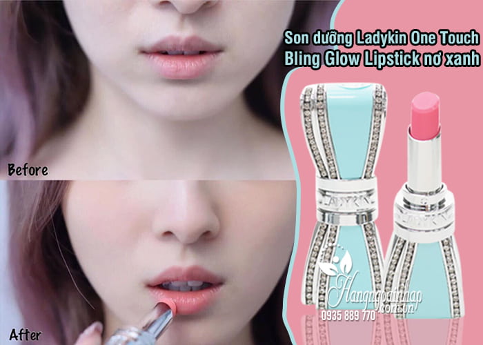 Son dưỡng Ladykin One Touch Bling Glow Lipstick nơ xanh 1
