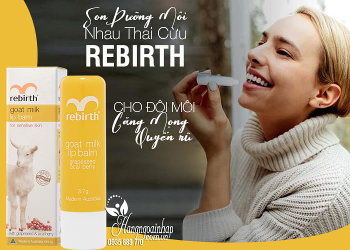   Son Dưỡng Môi Nhau Thai Cừu Rebirth trị nứt nẻ, khô môi 1