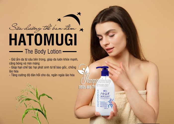 Sữa dưỡng thể ban đêm Hatomugi The Body Lotion của Nhật Bản2