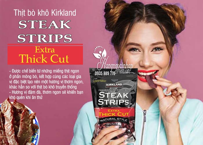 Thịt bò khô Kirkland Steak Strips Extra Thick Cut của Mỹ1