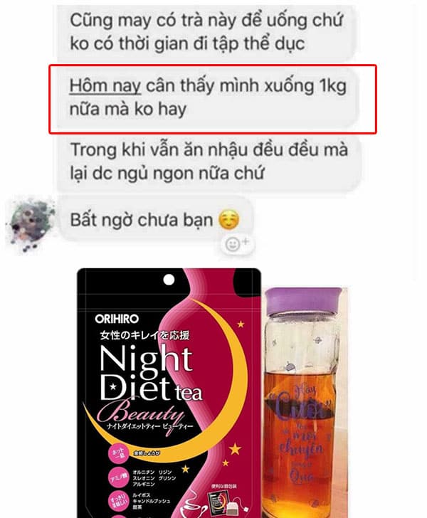 Trà giảm cân night diet tea review từ một số khách hàng đã sử dụng