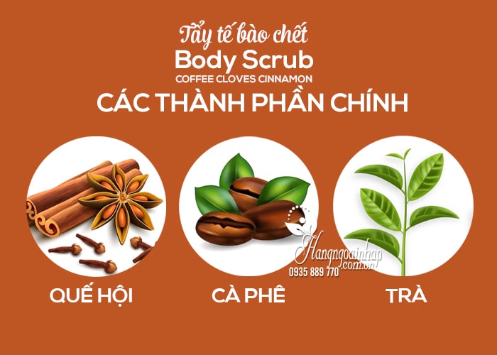 Tẩy tế bào chết Body Scrub Coffee Cloves Cinnamon 380g 8