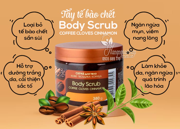 Tẩy tế bào chết Body Scrub Coffee Cloves Cinnamon 380g 6