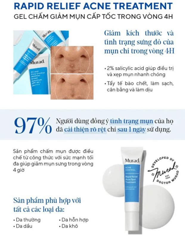 Gel chấm mụn Murad Rapid Relief Acne Spot Treatment 3