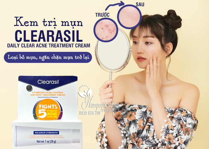 Kem trị mụn Clearasil Daily Clear Acne Treatment Cream 28g của Mỹ 2