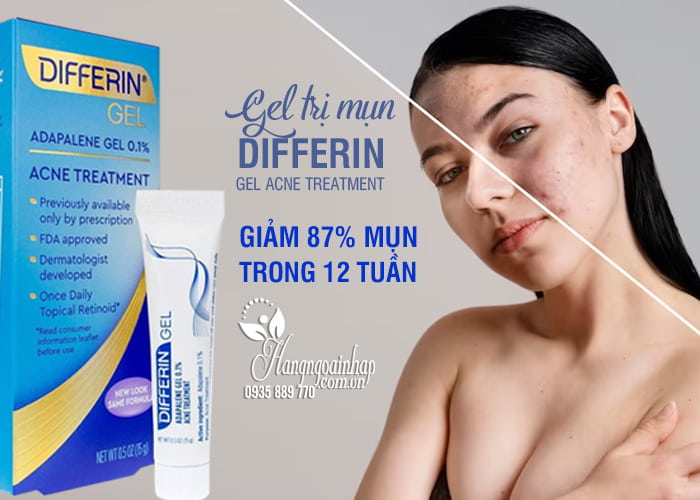 Kem trị mụn Differin Gel Acne Treatment 0,1% tuýp 15g 8