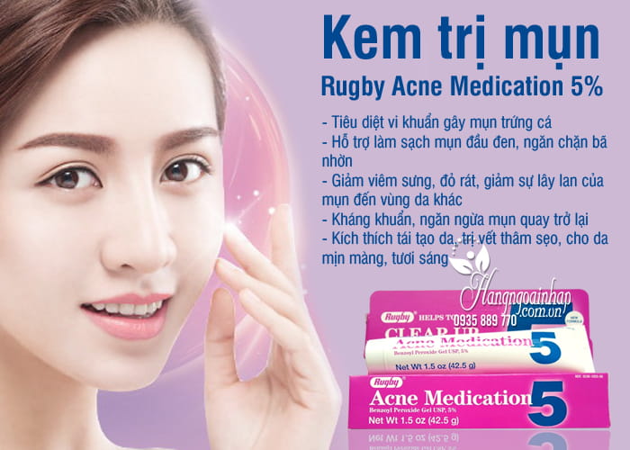 Kem trị mụn Rugby Acne Medication 5% của Mỹ 42,5g 7