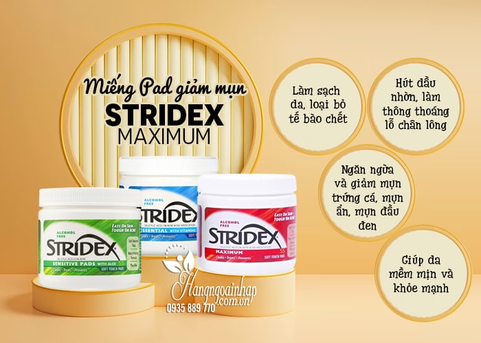 Miếng Pad giảm mụn Stridex Maximum 55 miếng của Mỹ 67