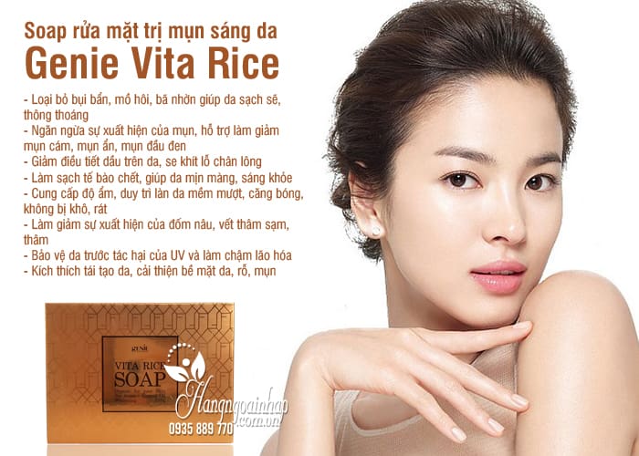 Soap rửa mặt trị mụn sáng da Genie Vita Rice Hàn Quốc 5