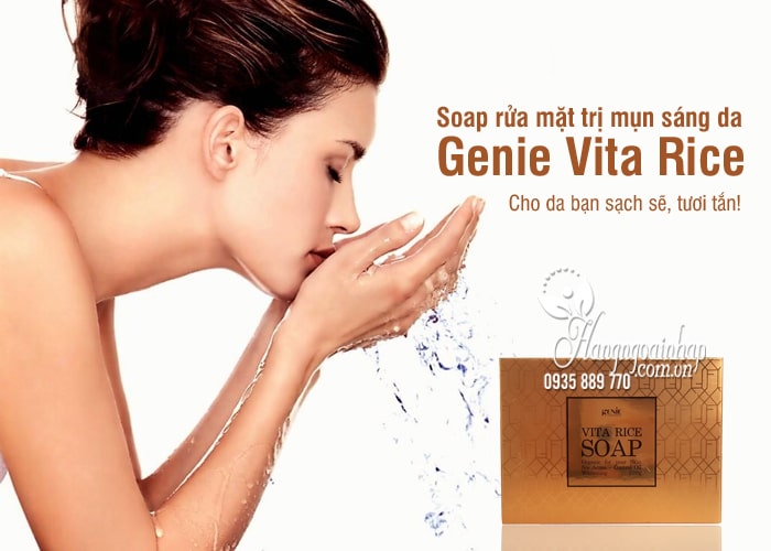 Soap rửa mặt trị mụn sáng da Genie Vita Rice Hàn Quốc 1