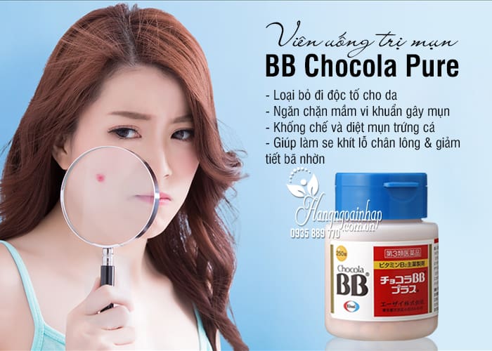 Viên uống trị mụn BB Chocola Pure của Nhật Bản hộp 250 viên 7