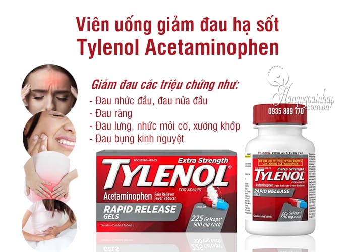 Viên uống giảm đau hạ sốt Tylenol Acetaminophen - Viên gels  6