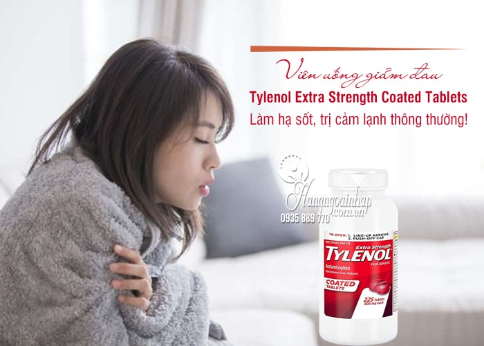Viên uống giảm đau Tylenol Extra Strength Coated Tablets 225v 1