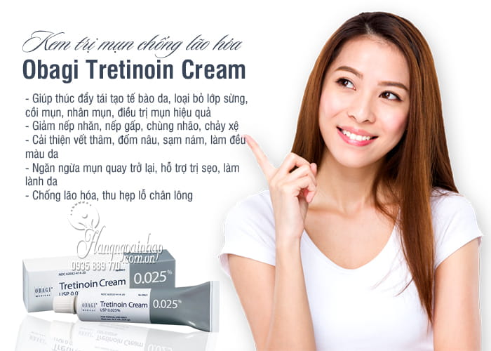 Kem trị mụn chống lão hóa Obagi Tretinoin Cream 0,025% Mỹ  6