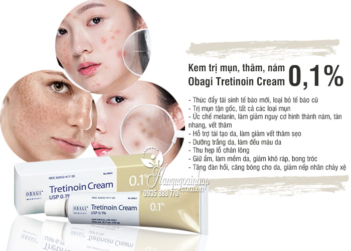 Kem trị mụn, thâm, nám Obagi Tretinoin Cream 0,1% của Mỹ 0