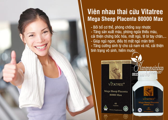  Viên nhau thai cừu Vitatree Mega Sheep Placenta 80000 Max 60 viên 3