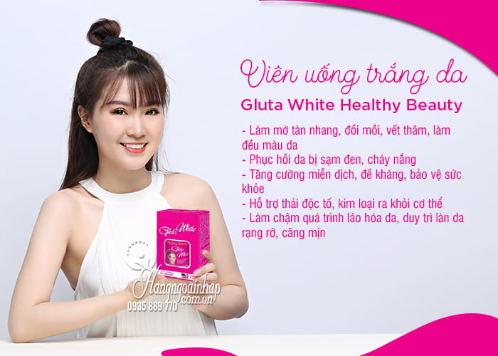 Viên uống trắng da Gluta White Healthy Beauty 30 viên Mỹ 7